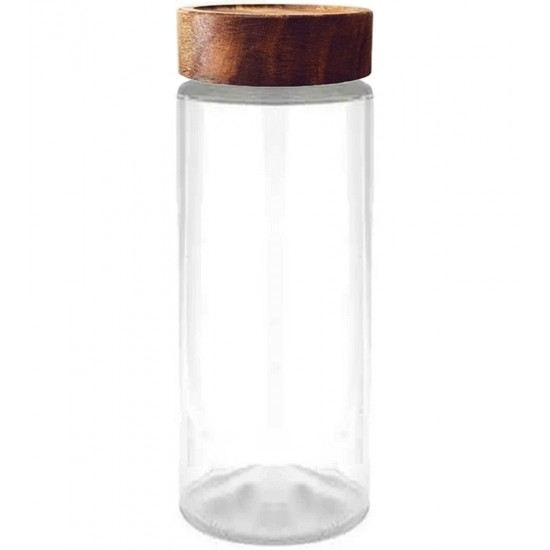 Porta Mantimento 800ml 19,7cm De Altura Em Vidro Borossilicato Com Tampa Em Bambu